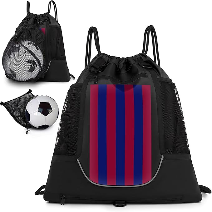 KAEGREEL Drawstring Soccer Bag Basketball Backpack for Kids Teens, Foldable Sports Bags Detachable Ball Mesh Bag for Gym Yoga Football Baseball