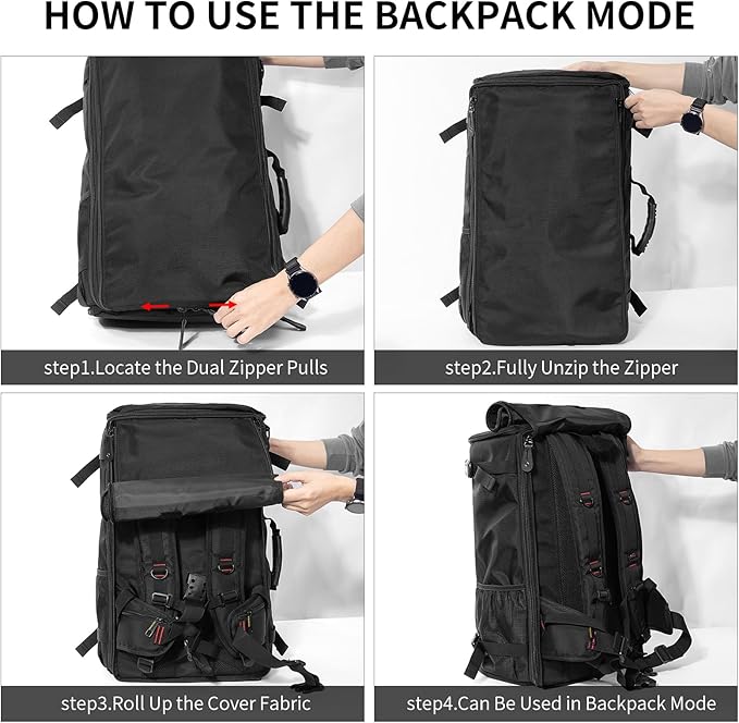 YOUMIAN Large Capacity For Travel Hiking Sports Carry On Backpack Durable Convertible Duffle Bag Laptop airplane (black, 60L-Large)
