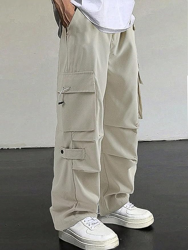 ZAFUL Men's Parachute Pants Casual Baggy Cargo Drawstring Trouser