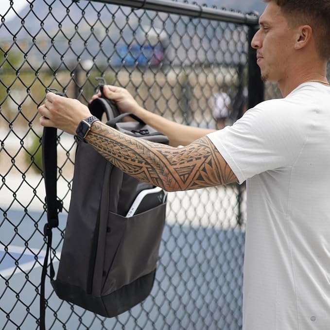 Court Ranger Pickleball Bag – Premium Upright Bag for Paddles, Pickleballs, Metal Fence Hooks, Room For Shoes, Ripstop Waterproof Fabric, 25L Capacity