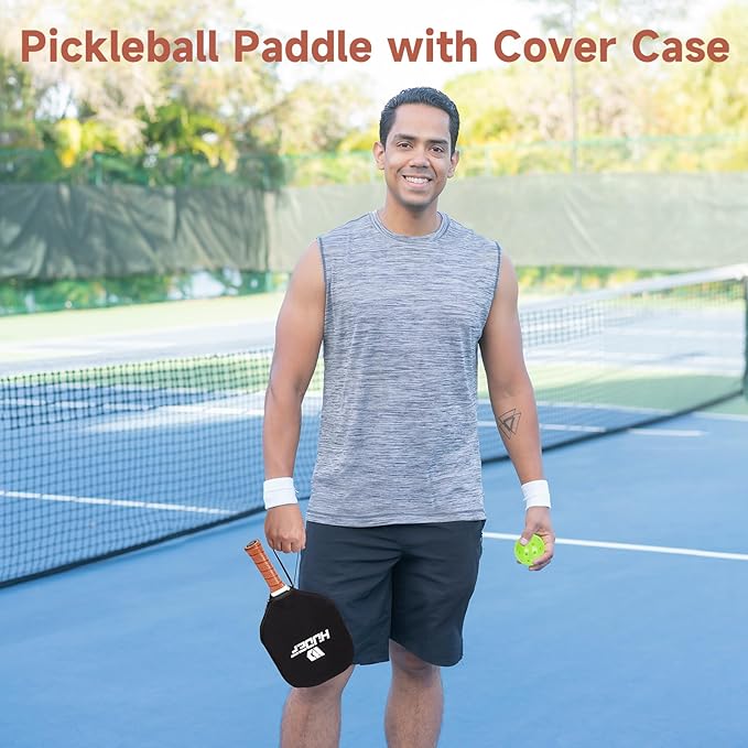 HUDEF USAPA Pickleball Paddles Set: Graphite & Fiberglass Honeycomb Core, 4 Outdoor Balls, PU Leather Carry Bag