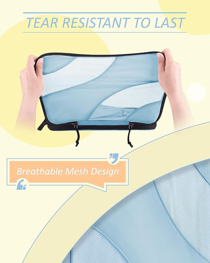 BAGSMART Compression Packing Cubes, 6 Set/4 Set/2 Set Travel Packing Cubes for Carry on Suitcases, Compression Suitcase Organizers Bag Set & Travel Cubes for Luggage, Lightweight Packing Organizers