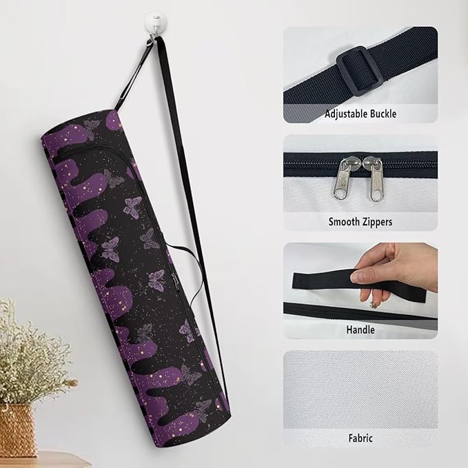 ZCFYGDX Yoga Mat Bag with Adjustable Shoulder Strap and Handle Zipper, 30in Wide x 6.3in Diameter for Yoga Mat Storage