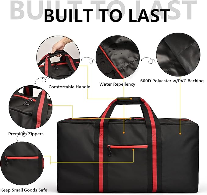 150L Large Duffle Bag for Travel 37” Diffle Bag for Overnight Weekender Camping, Storage for Men Women, Grey