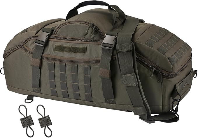 55L Large Travel Gym Duffle Bag Military Tactical Backpack, Army Pack 3 Day Bug Out Bag Rucksack for Outdoor Sport Hiking Camping with Molle System, Olive
