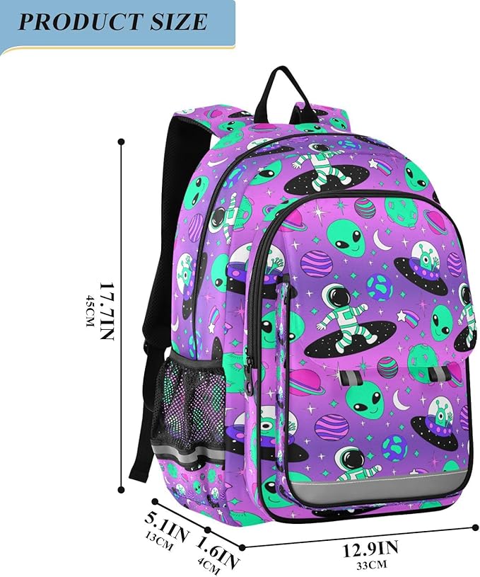 Cute Astronauts Alien Space Laptop Backpack Purse for Women Men School Bag 17 Inch Bookbag Student Boys Girls Travel Casual Daypack