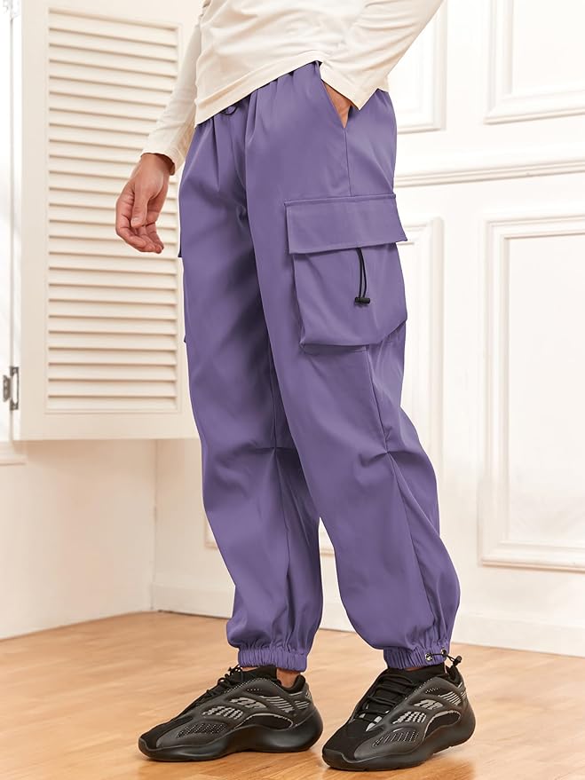 ZAFUL Men's Parachute Pants Casual Baggy Cargo Drawstring Trouser