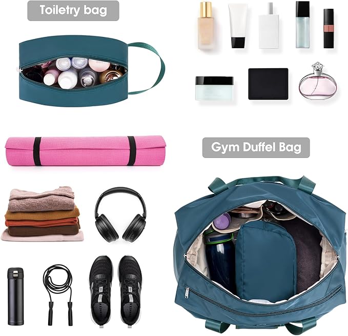 Ceneda 20" Gym Bag for Women with Wet Pocket & Shoe Compartment, Lightweight Duffel Waterproof Carry On Duffle for Travel, Yoga, Overnight (Teal)