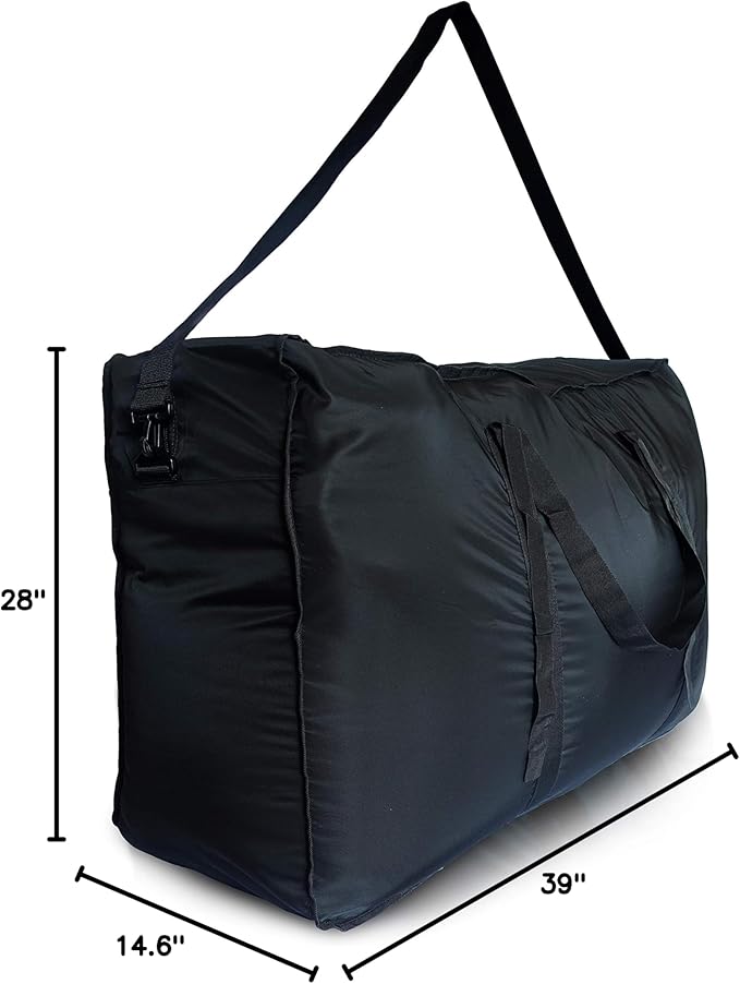 Plago Professional Quality Nylon Extra Large Duffel Bag, Lightweight Foldable Water Repellent, Cargo for Travel, Folding Bike, Tent Mattress Closet Storage (XXXL: 262L capacity (39"x28"x15"))