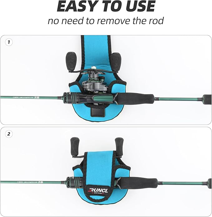 RUNCL Baitcasting Reel Bag – Protective Storage Pouch for Baitcasting Reels & Spinning Reels, Lightweight & Durable, Ideal for Freshwater & Saltwater Fishing Trips (Sky Blue& Black)