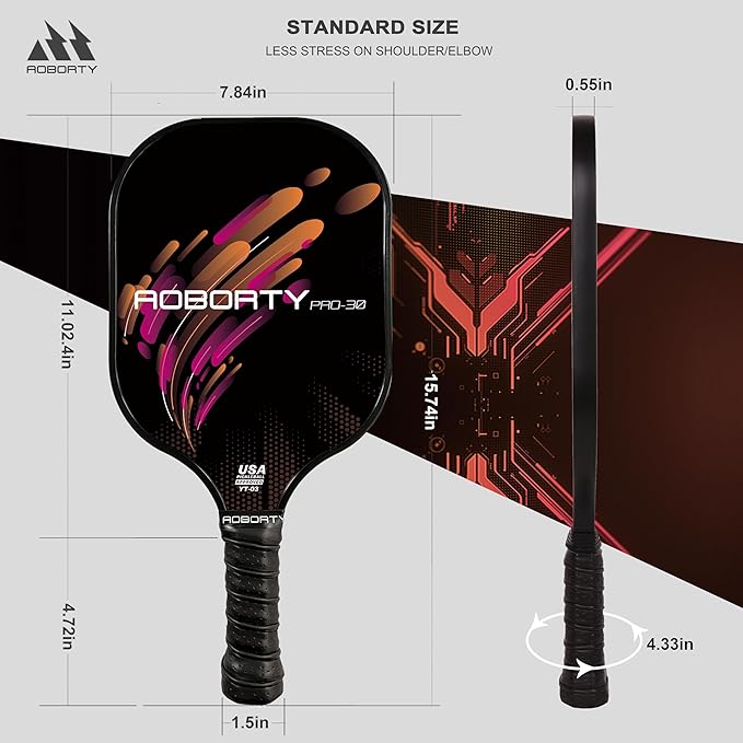 Pickleball Paddles 4 Pack - USAPA Light Graphite Premium Rackets Fiber Face & Polymer Honeycomb Core Pickleball Set with 4 Outdoor Indoor Balls Including Portable Carry Bag