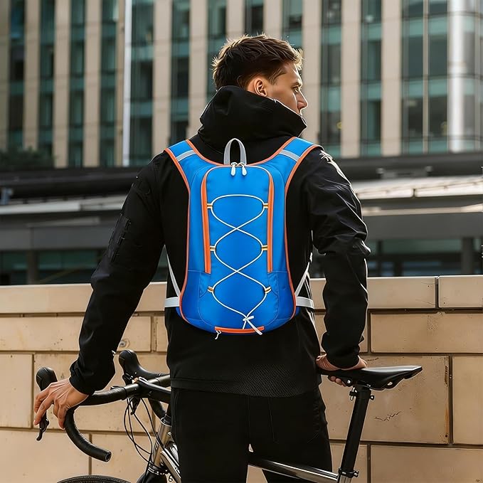 12L Hydration Backpack for Women and Men- Lightweight Hydration Pack with 2L Water Bladder, Water Pack for Hiking,Cycling,Rave and Running, Adjustable Chest Straps and Reflective