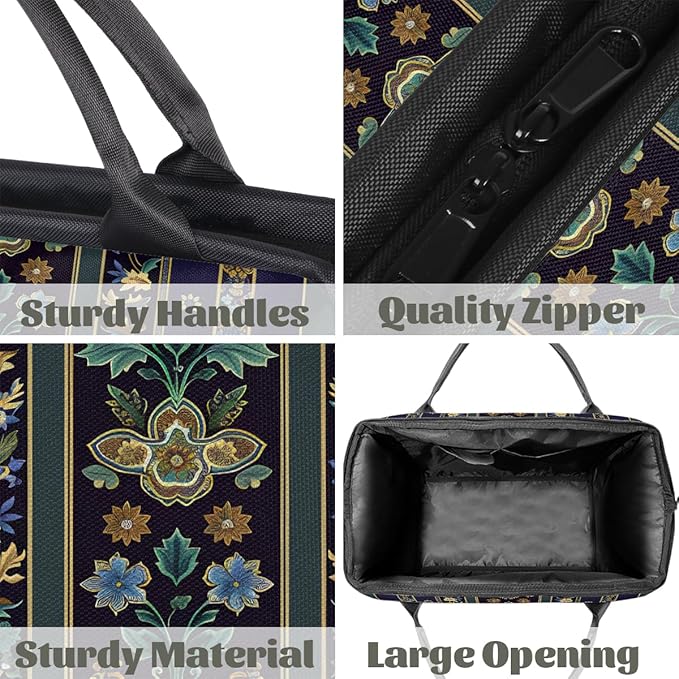 Travel Duffle Bag, Carpet Flower Pattern Aztec Overnight Weekender Tote Bag for Women Men Waterproof Carry On Luggage with Zipper Lightweight Sport Gym Bag for Traveling Yoga Camping Traveling Gifts