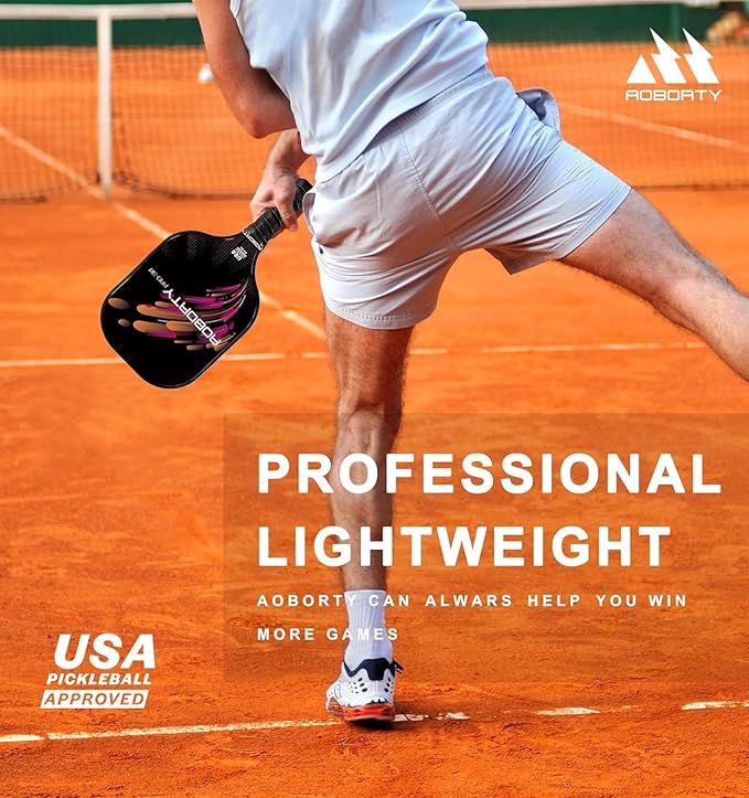 Pickleball Paddles 4 Pack - USAPA Light Graphite Premium Rackets Fiber Face & Polymer Honeycomb Core Pickleball Set with 4 Outdoor Indoor Balls Including Portable Carry Bag