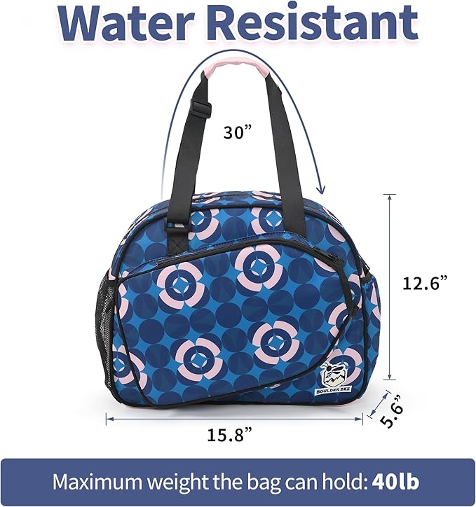 Boulder Bee Pickleball Bags, Premium Pickleball Tote Bag for Girls, Women’s Hand/Shoulder Gym Bag w Water Bottle Holder, with Pickleball Racquet/Paddle Holder