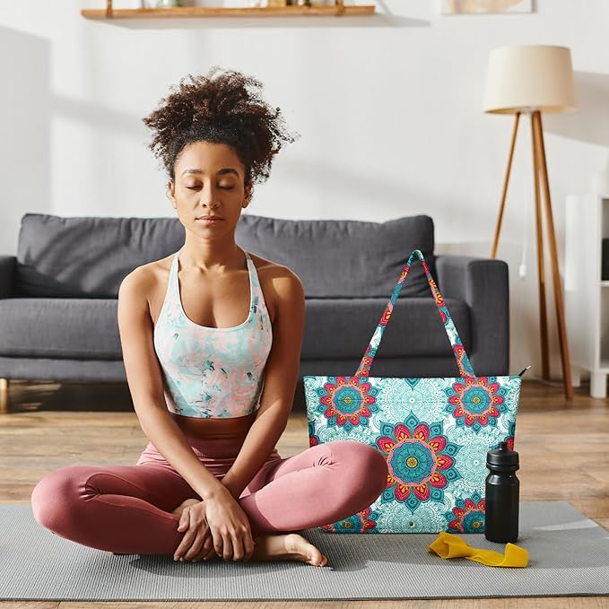 Adalore Women's Yoga Bag with Yoga Mat Carrier - Large Mat Pocket Fitness Tote for Pilates, Gym, Travel, Office & Beach