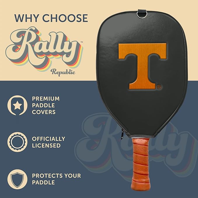 Officially Licensed Collegiate Pickleball Paddle Cover - Lightweight PU Leather Material - Durable Foam Interior Protection with Zippered Closure - Fits Most Paddles on the Market