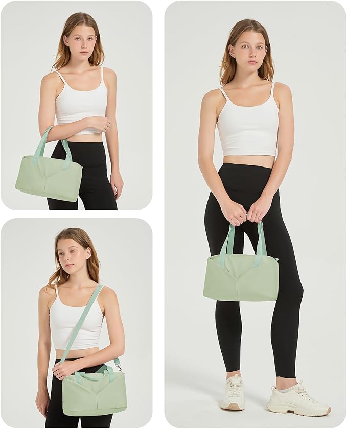 Ceneda Small Gym Bag for Women, 12 inch Mini Gym Bag with Wet Pocket, Lightweight Tote for Gym, Sport, Workout - Green