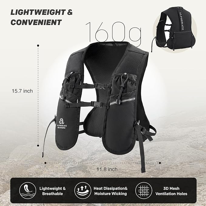 Alpheratz Running Hydration Vest with 500ml Water Bladder,Lightweight Adjustable Chest Straps Hydration Backpack for Hiking and cycing