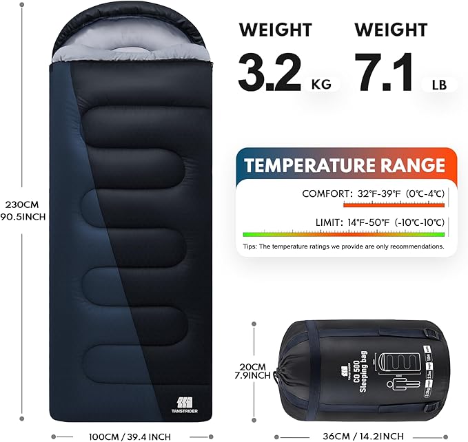 XXL Winter Sleeping Bags for Adults Cold Weather,Camping Sleeping Bag for Kids with Compression Sack,4 Season Camping Essentials Gear for Hiking,Traveling,Outdoor,Backpacking,Climbing