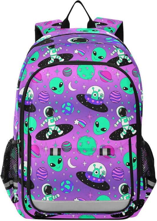 Cute Astronauts Alien Space Laptop Backpack Purse for Women Men School Bag 17 Inch Bookbag Student Boys Girls Travel Casual Daypack