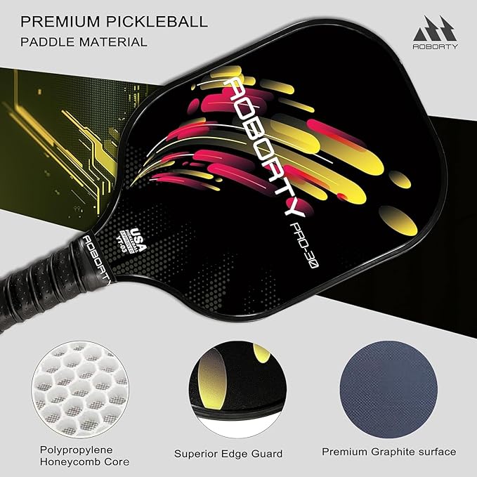 Pickleball Paddles 4 Pack - USAPA Light Graphite Premium Rackets Fiber Face & Polymer Honeycomb Core Pickleball Set with 4 Outdoor Indoor Balls Including Portable Carry Bag