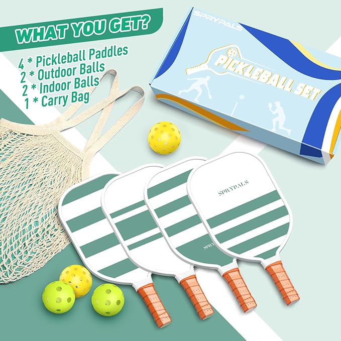Pickleball Paddles,USAPA Approved Pickleball Paddles Set Premium Pickleball Paddle, 4 Pickleball Balls & 1 Carry Bag Gifts for Women Men Beginners & Pros Players