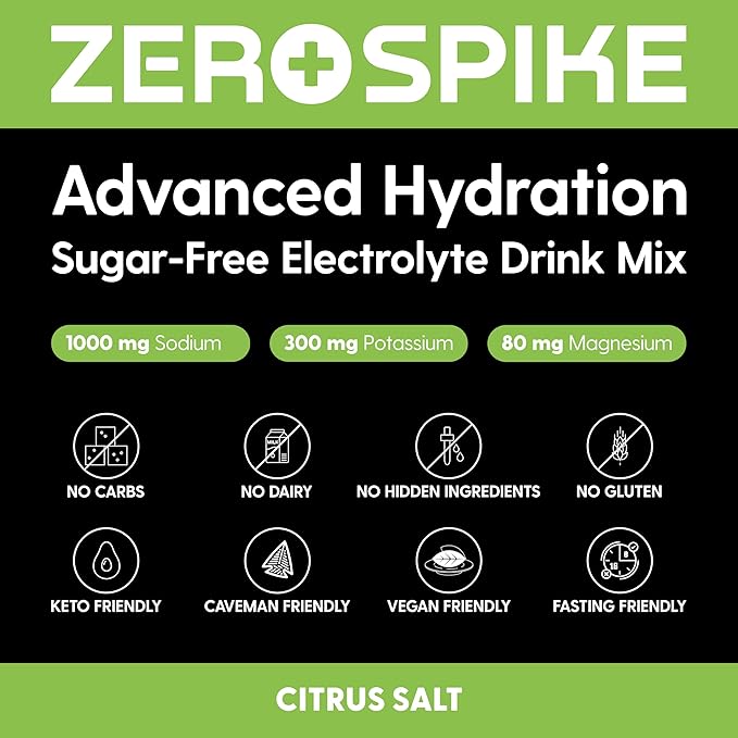 No Sugar Electrolytes Powder Packets | Keto & Fasting Salts Drink Mix | Supplements: The Key Hydration Nutrients Missing from Purified Water | Clean, Citrus, Calorie Free | 30 Sticks