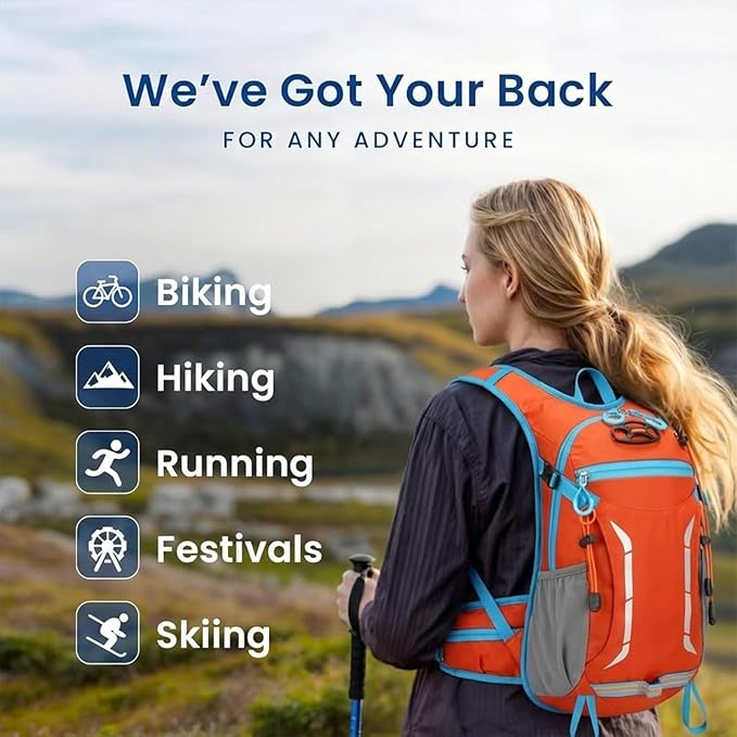 12L Hydration Backpack for Men Women,Lightweight Hydration Pack with 2L Water Bladder, Water Backpack for Cycling,Hiking,Rave,Biking and Running Outdoor Activities