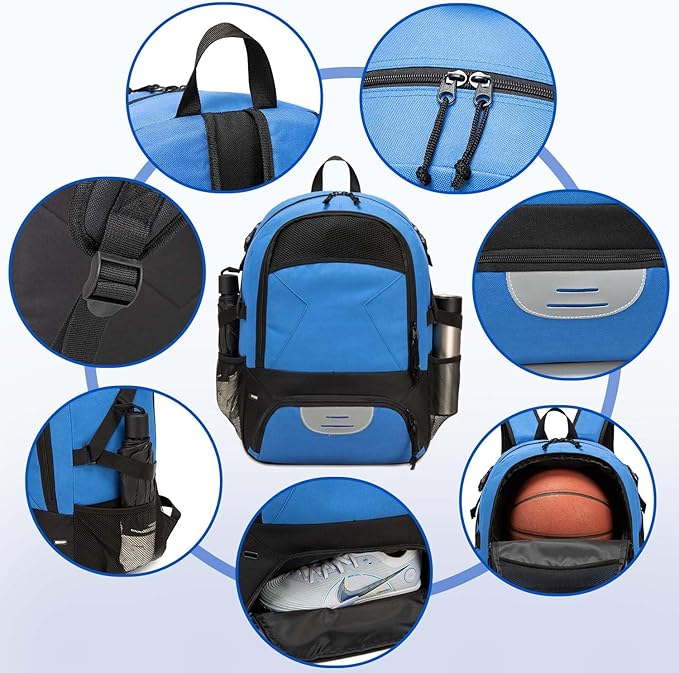 Basketball Bag Backpack, Large Capacity Sports Equipment Bags for Basketball, Soccer, and Volleyball.