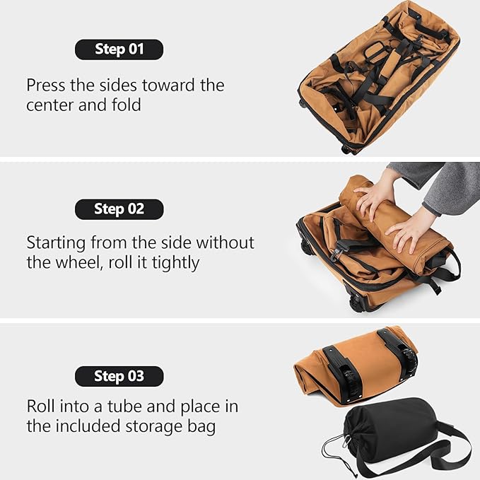 110L/140L Expandable Soft-Sided Foldable Duffle Bag with 2 Rubber Wheels,Packable 32” Rolling Carry-On with Multi-Pockets & Compartments,Coffee