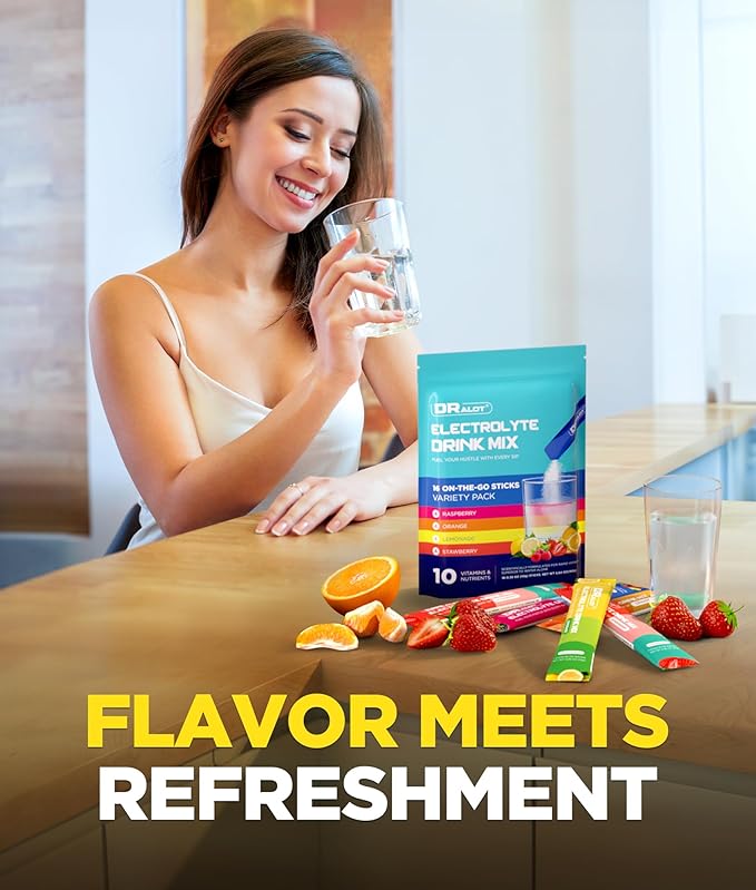 Juicy Splash 16 Packs Sugar Free Electrolytes Powder w/Natural Flavor, Liquid Daily IV Recharge+Tech. Mix 5 Electrolyte for Balance, Raw Seasalt Hydration Packets GF, Vegan, Non-GMO, Keto, Watermelon