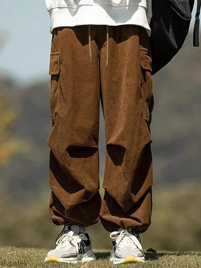 ZAFUL Men's Parachute Pants Casual Baggy Cargo Drawstring Trouser