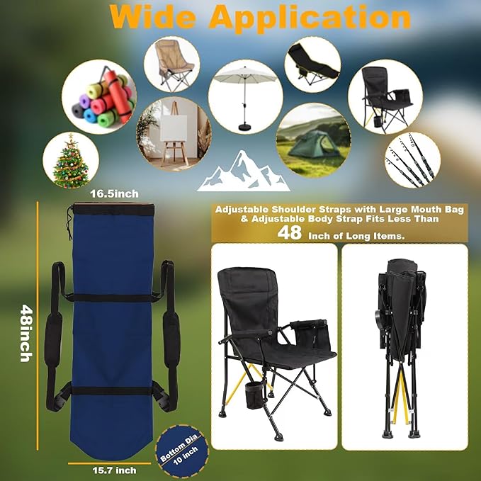 1 Pack 900D 48 Inch Camp Chair Bag Replacement with Shoulder Strap Camp Backpack for Folding Chair Fishing Outdoor Storage Bag(48 * 16.5 * 10.2Inch (Royal Blue, XL)