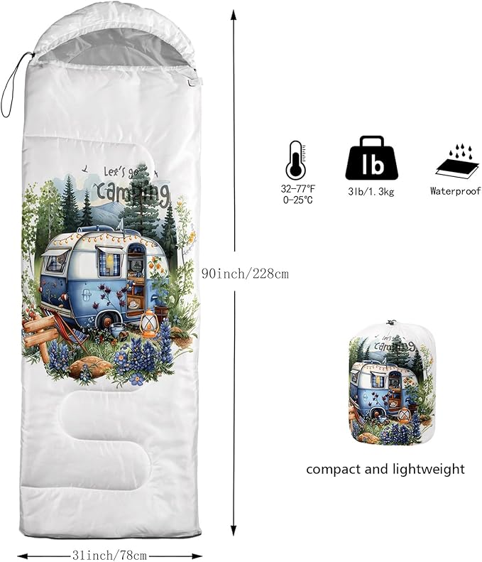QOOMO Camping Sleeping Bags,3 Season Warm & Cool Weather,Lightweight,Waterproof Sleeping Bags for Adults & Kids,Traveling,and Outdoors,Camping Gear Equipment