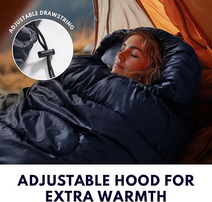 XXL Winter Sleeping Bags for Adults Cold Weather,Camping Sleeping Bag for Kids with Compression Sack,4 Season Camping Essentials Gear for Hiking,Traveling,Outdoor,Backpacking,Climbing