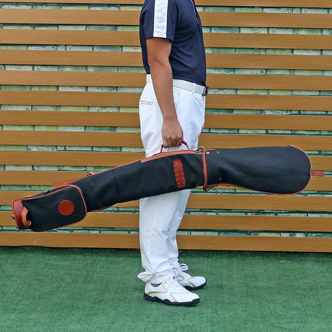 Tourbon Vintage Golf Club Carry Bags Travel Case - Canvas and Leather