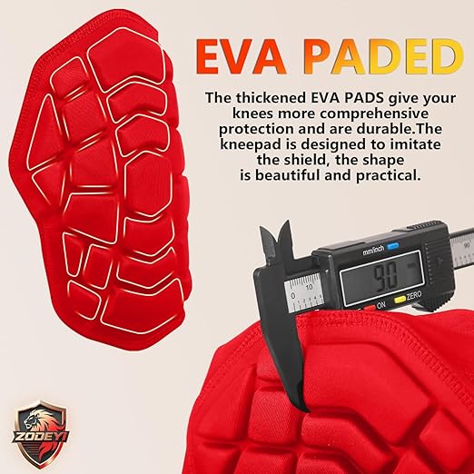 ZODEYI Wrestling Knee Pads Short Knee Sleeve, 2 Pcs Knee Compression Sleeve for Football, Basketball, Volleyball(Red_XS_2 Pcs)