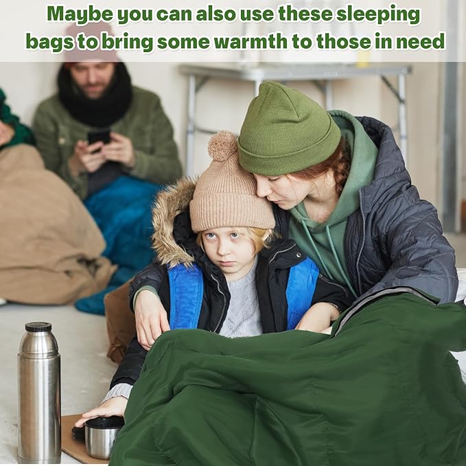 Tudomro 16 Pack Winter Camping Sleeping Bags Bulk for Homeless Adults Cold Weather Lightweight Waterproof Compact Backpacking Sleeping Bag Gifts for Travel Hiking Christmas