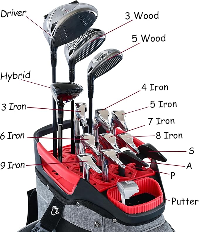 ASK ECHO SLC-130 Golf Cart Bag with 15 Way Full Length Dividers Top, Premium Quiet Golf Cart Bag with Rain Cover for Men