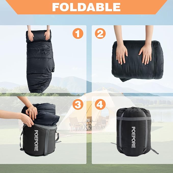 0 Degree Sleeping Bag 100% Cotton Flannel XXL Cold Weather Winter Oversized Sleeping Bag for Adults Camping Zero Degree Big and Tall with Compression Sack