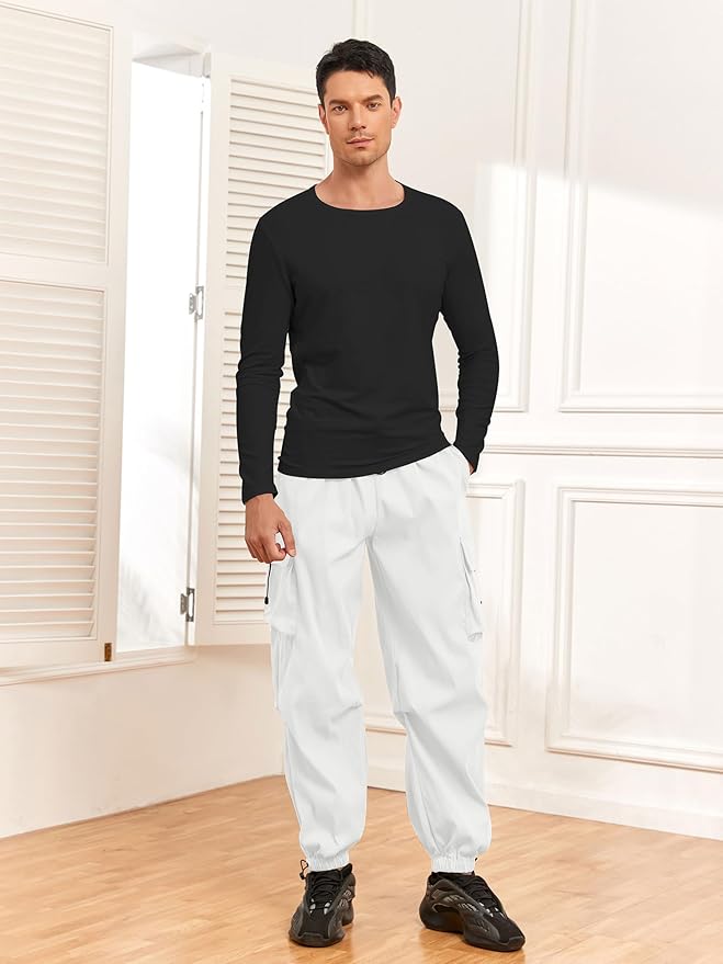 ZAFUL Men's Parachute Pants Casual Baggy Cargo Drawstring Trouser