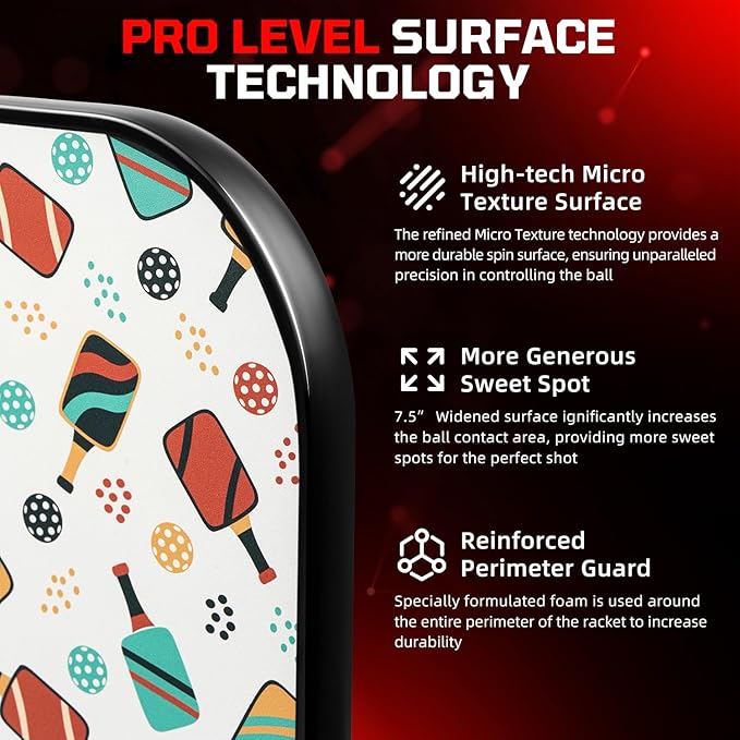 BAGAIL Pickleball Paddles, USAPA Approved Fiberglass Surface Pickleball Set, Lightweight Pickle Ball Rackets with 4 Balls, 1 Bag, Designed in California for Traction and Stability