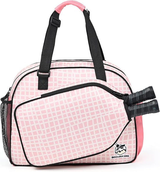 Boulder Bee Pickleball Bags, Premium Pickleball Tote Bag for Girls, Women’s Hand/Shoulder Gym Bag w Water Bottle Holder, with Pickleball Racquet/Paddle Holder