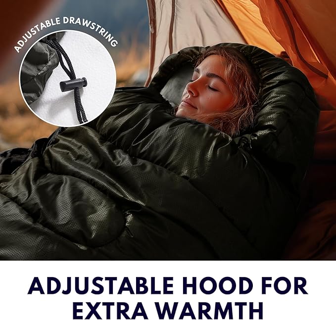 XXL Winter Sleeping Bags for Adults Cold Weather,Camping Sleeping Bag for Kids with Compression Sack,4 Season Camping Essentials Gear for Hiking,Traveling,Outdoor,Backpacking,Climbing