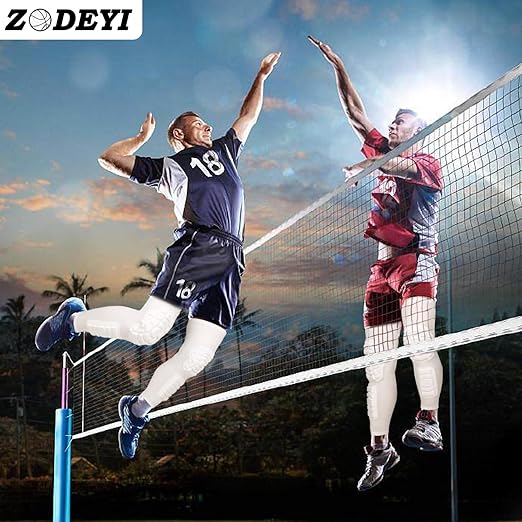 ZODEYI Wrestling Knee Pads Compression Leg Sleeve with Knee Pad and Calf Pad, 1 Pair Knee Sleeve with Shin Guards Shin Pads for Football, Baseball, Rugby, Lacrosse (2, White, Large)