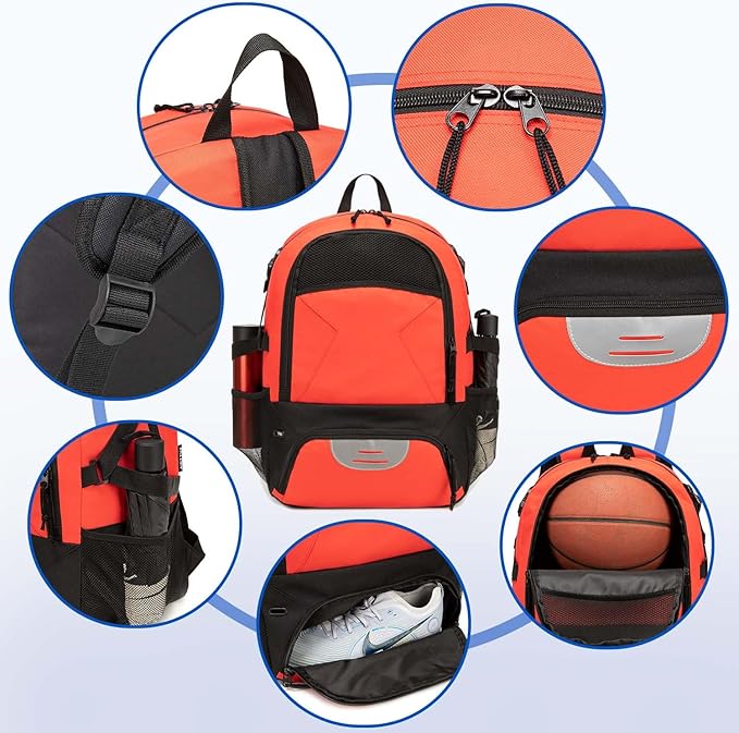 Basketball Bag Backpack, Large Capacity Sports Equipment Bags for Basketball, Soccer, and Volleyball.