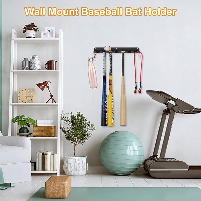 Baseball Bat Rack, 14 Bats Display Rack, Metal Bat Hanger, Bat Holder for Dugout Fence Garage, Black
