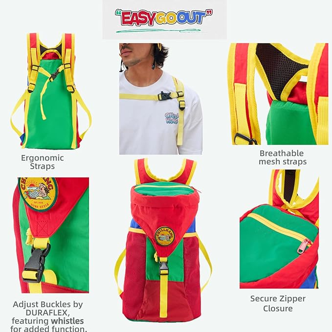 YWYLL Packable 18L Hiking Daypack, Lightweight for Men/Women. Foldable, Water-Resistant, Small Backpack Color Block. (Red)