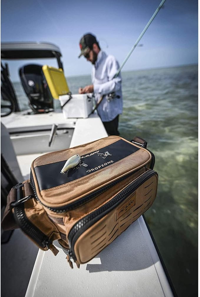 Plano Guide Series Tackle Bag | Premium Tackle Storage with No Slip Base and Included stows, Khaki with Brown and Black Trim